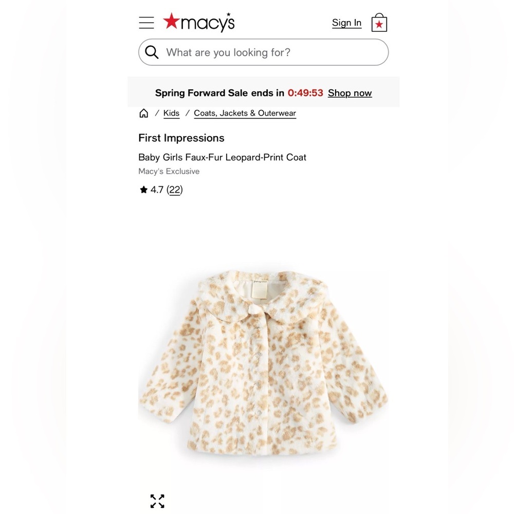 First Impressions Baby Girls Faux-Fur Leopard-Print Coat
